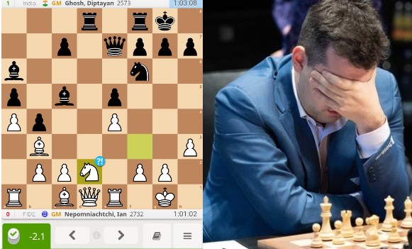 Когда к 17 ходу белыми получаешь -2