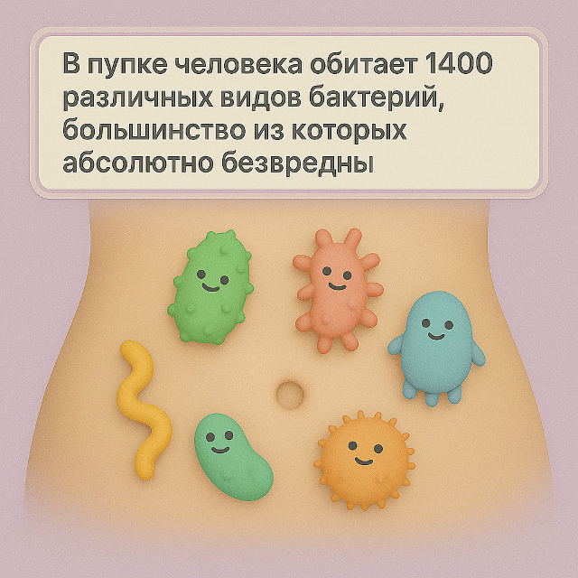 В пупке человека обитает 1400 различных видов бактерий, ?...