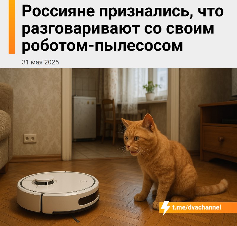 Сосал?
Опрос показал, что 61% россиян общаются со своим роботом-пылесосом. Они всё чаще относятся к