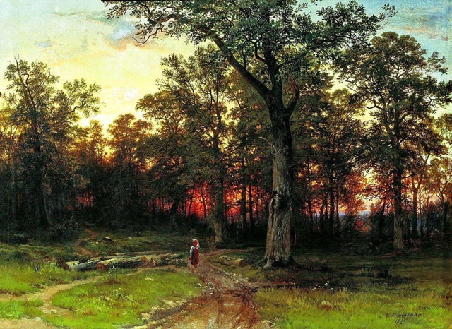 Ивaн Шишкин «Лec вечером», 1869 год.