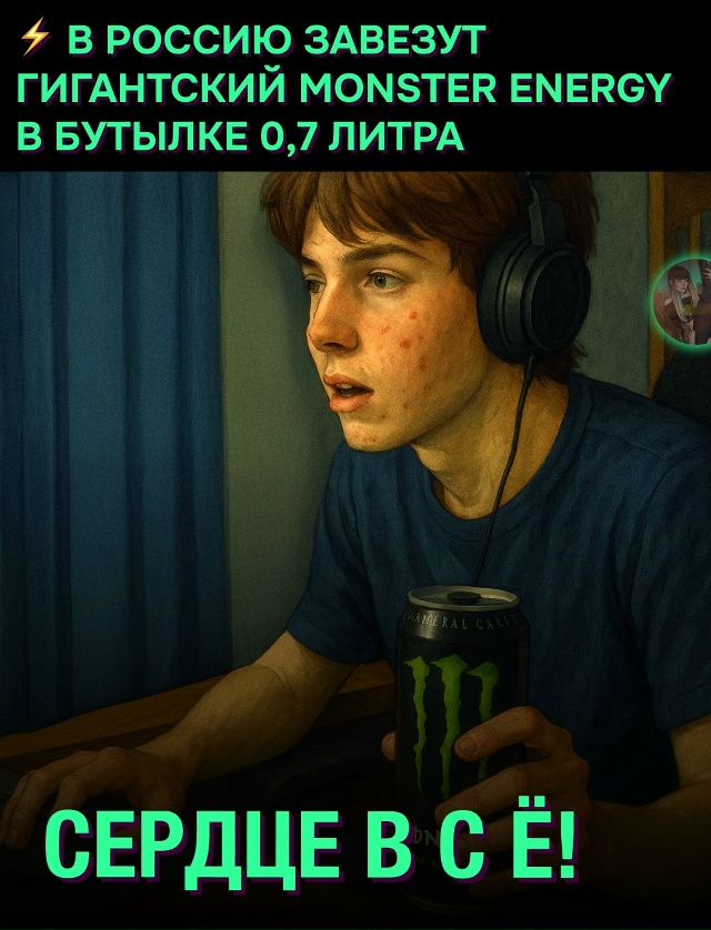 ⚡️ Гигантский Monster Energy 0,7 с крышкой и ударной дозой коф...