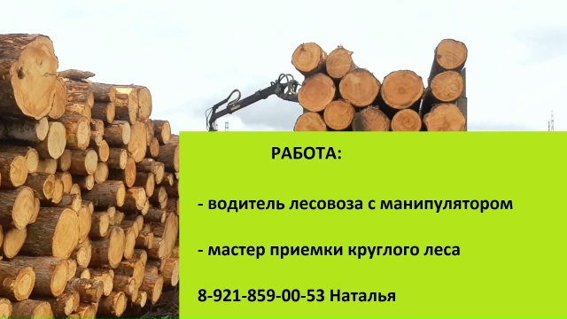 Работа:
ВОДИТЕЛЬ ЛЕСОВОЗА С МАНИПУЛЯТОРОМ
Требования:...