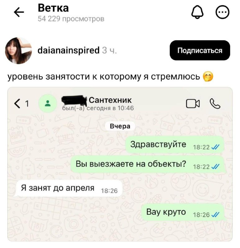 👨‍🔧Сантехник — новая элитная профессия
Люди ждут специалиста неделями и платят за один визит от 5