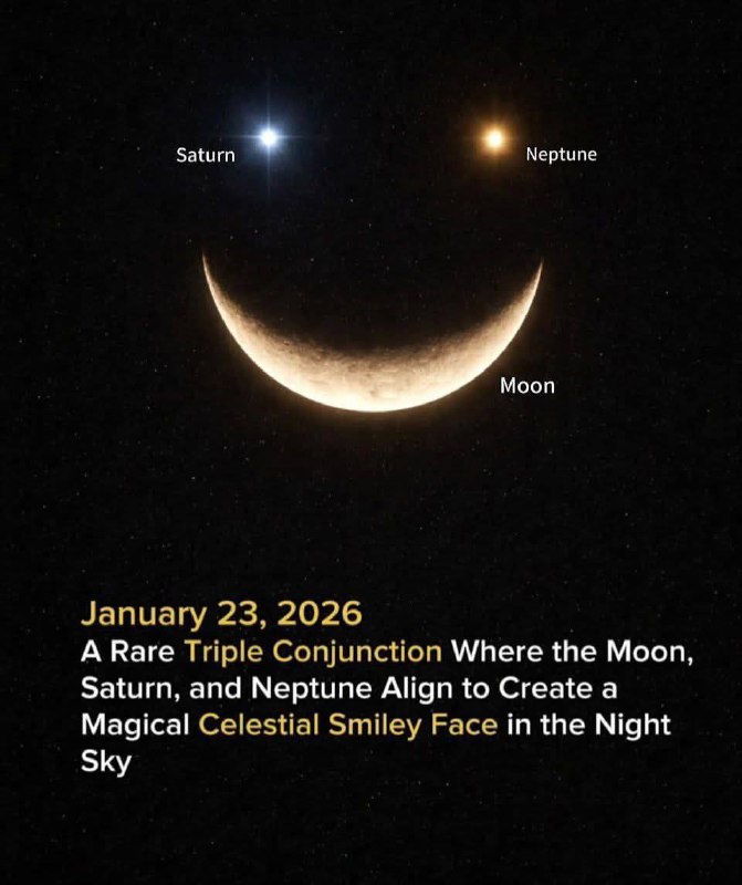 Сегодня в небе появится «смайлик».
После захода солнца Луна, Сатурн и Нептун выстроятся в созвездии