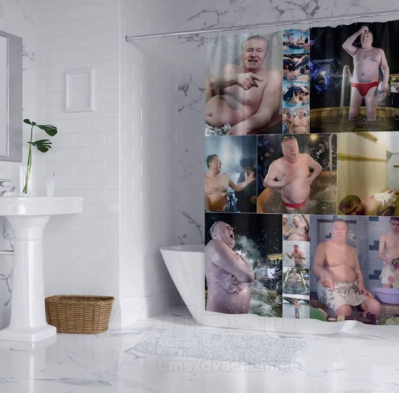 На маркетплейсах нашли шторку для ванной с… купающимся Жириновским
Стоит такое удовольствие 3000 ру