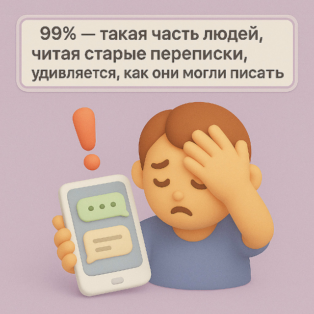 99% — такая часть людей, читая старые переписки, удивляе...