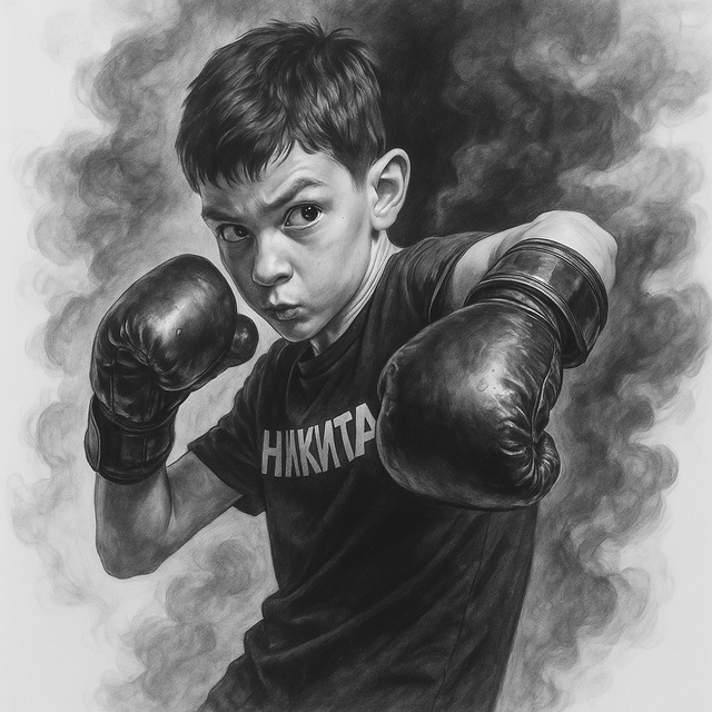Портрет твоего сына в образе настоящего боксера, а не м...