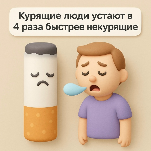 🚬 Быстрая усталость курильщиков
Курящие люди устают ...