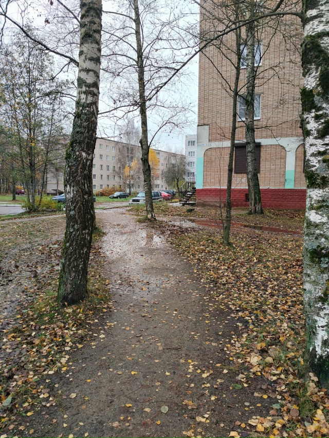 На углу дома 1А (микрорайон 1) уже вторую неделю