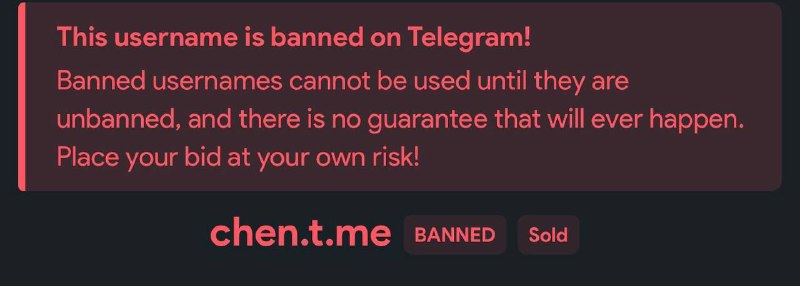 Telegram заблокировал NFT-юзернеймы @chen, @heng, @leng, @tiao, @titi, @tong, @zcdb, @zckr, @zcgq,