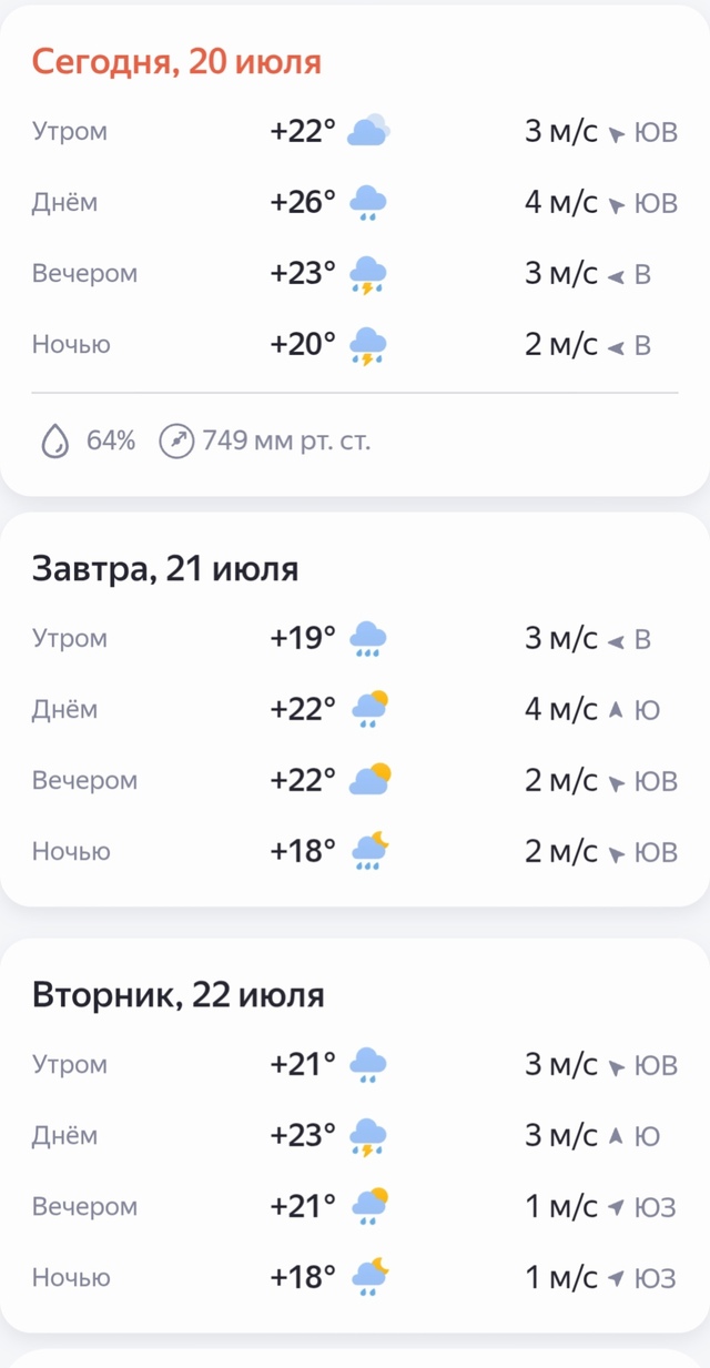 Погода в Выксе на ближайшие три дня 🌦️