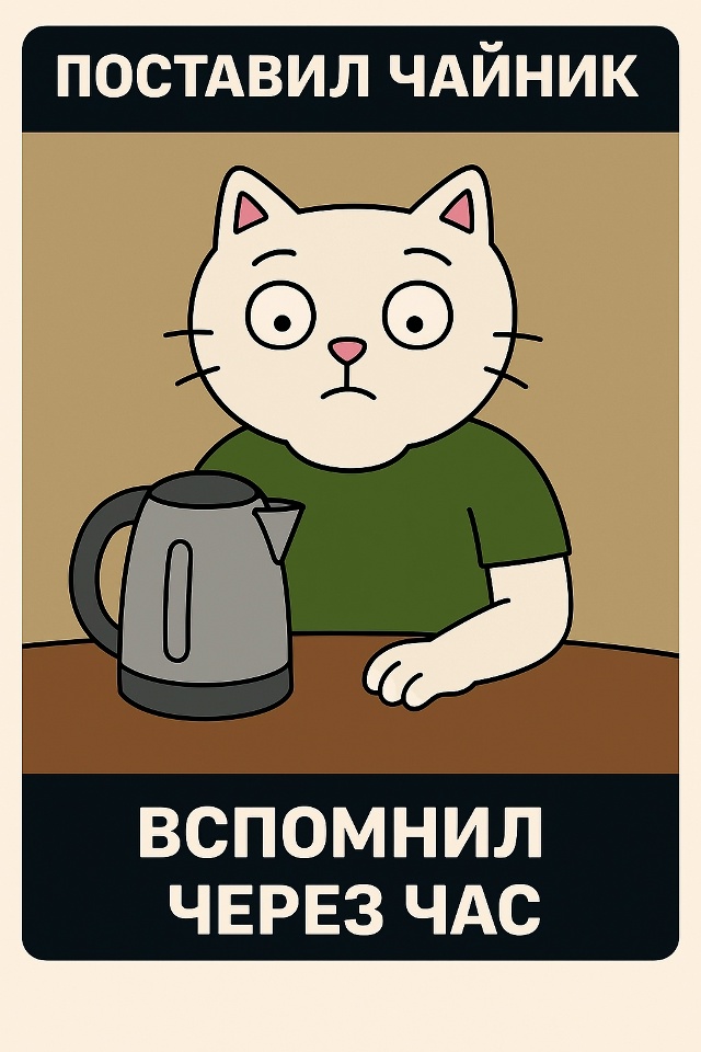 Хотел быстро заварить себе чай, но отвлёкся буквально ?...