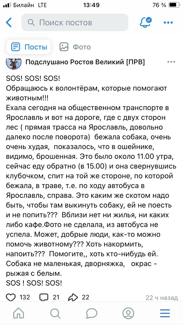 Кто-то помог собаке ? Отзовитесь. Ездила сегодня в райо?...