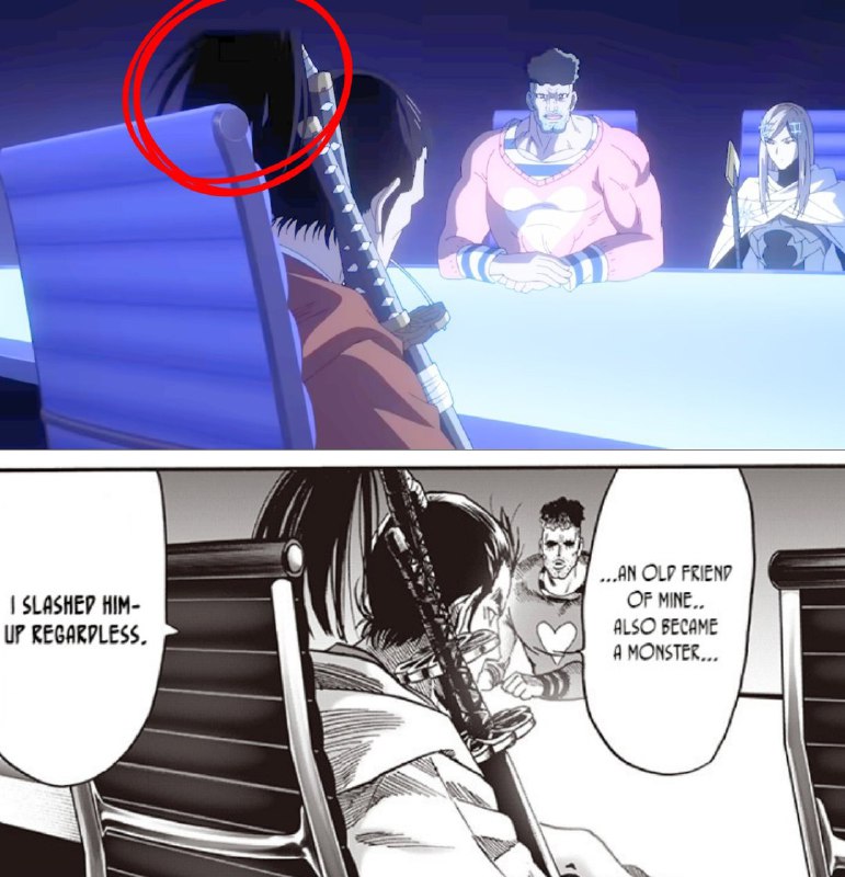 ⛔️В 6 серии 3 сезона аниме «Ванпанчмен» аниматоры даже не удосужились дорисовать пучок волос Атомном