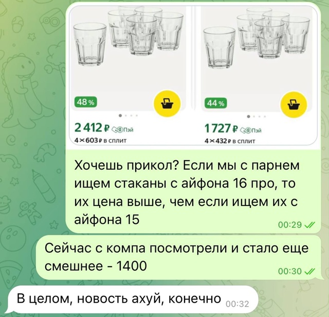 Цены на маркетплейсах могут отличаться в зависимости ?...