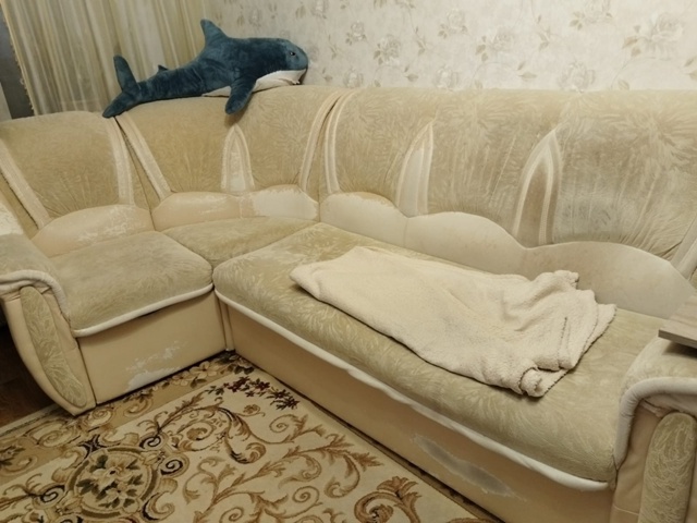 Отдаём бесплатно диван + такое же кресло. Диван с кресл?...