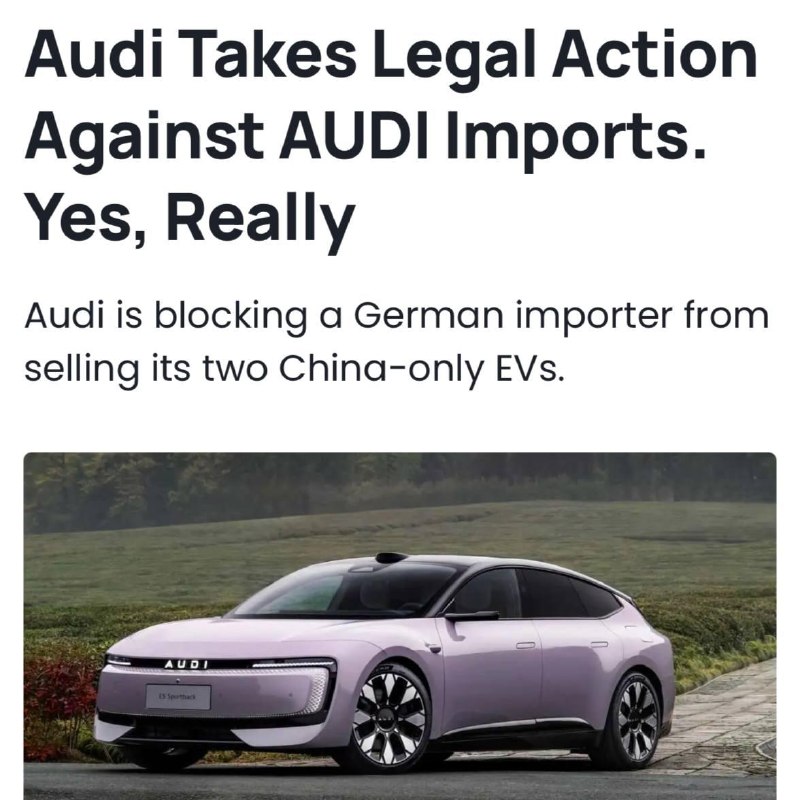Audi пытается запретить импорт AUDI в Германию.
Немцы хотят прикрыть ввоз машин собственного китай
