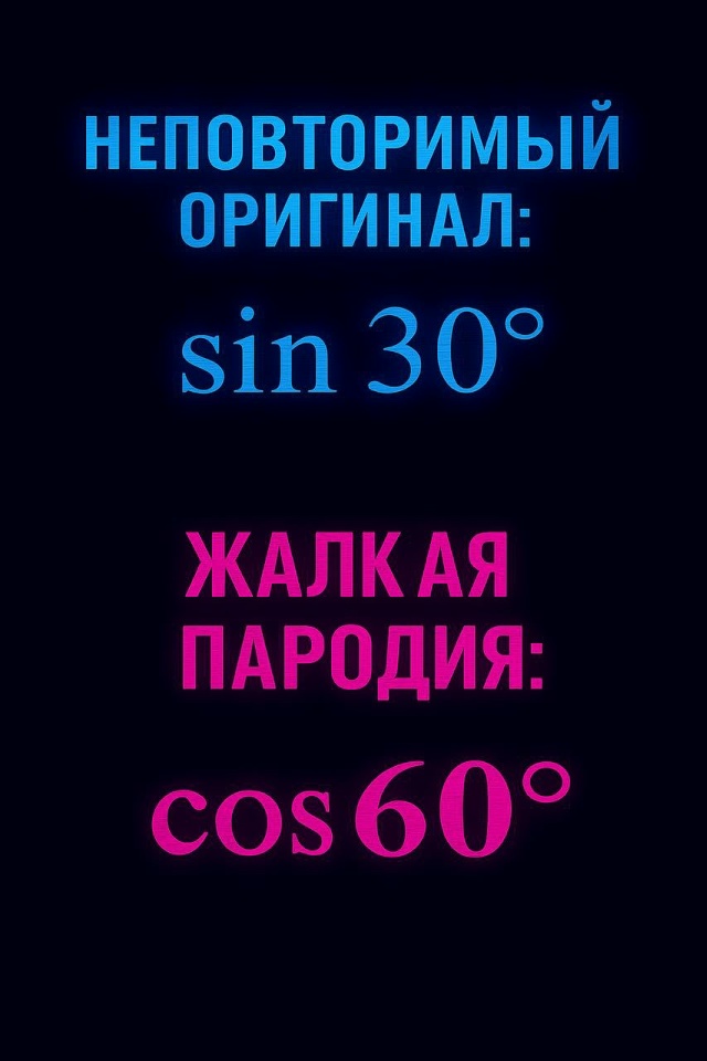 Неповторимый оригинал - это свойство угла в 30° в прямоу...