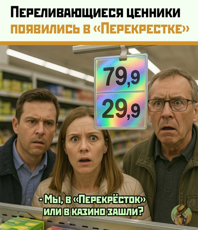 Переливающиеся ценники в «Перекрёстке»: скидка или ил?...