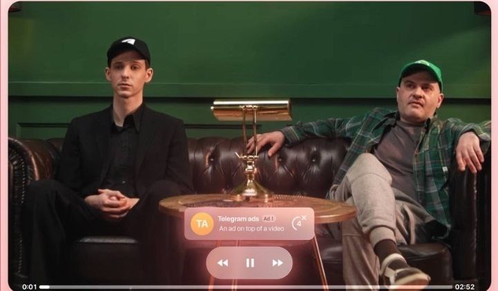 Рекламные баннеры под видео
Telegram запустил новый формат рекламы при просмотре видеоконтента.
Оп