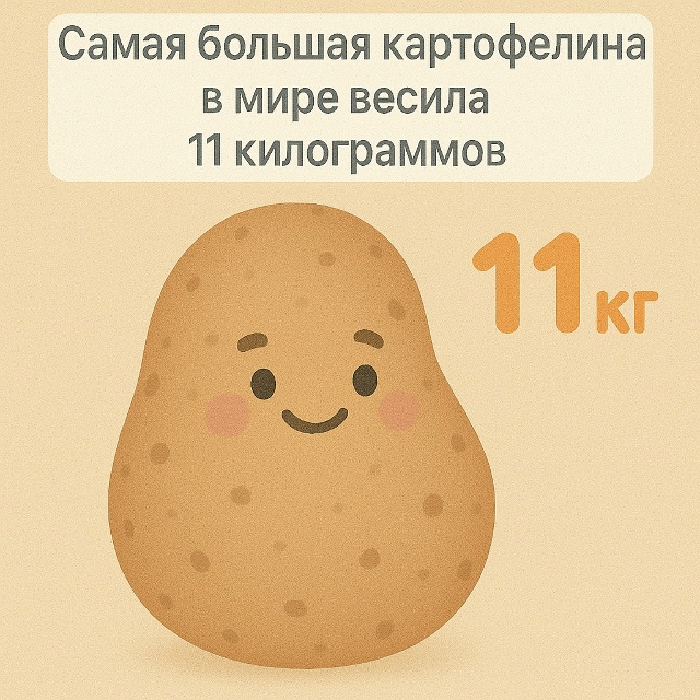 🥔 Картофель-рекордсмен
Самая крупная картофелина в м...