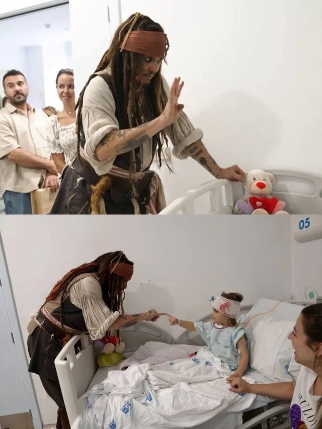 ❤️ Джонни Депп посетил детскую больницу Мадрида в обр...