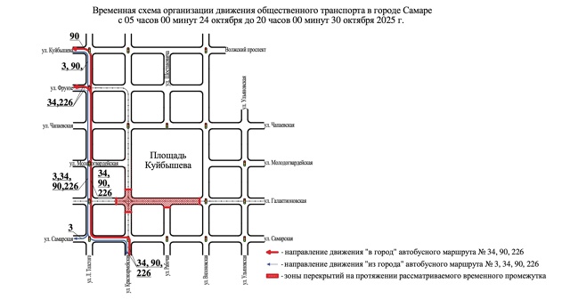С 24 по 30 октября в центре Самары временно изменятся мар...