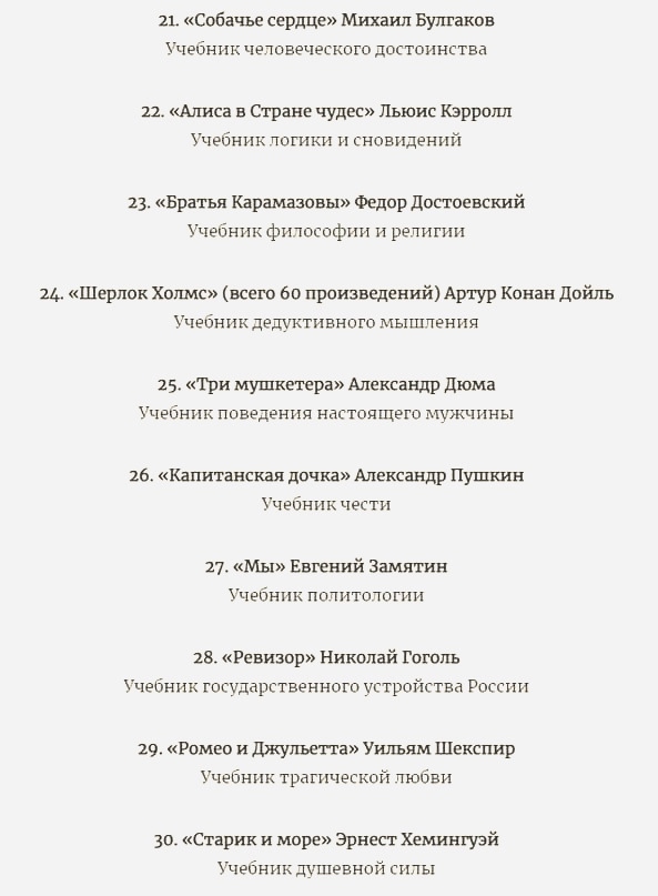 Большой список книг