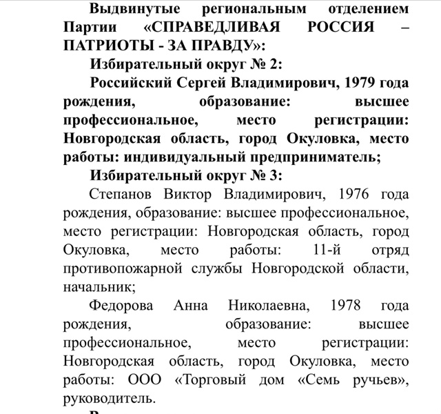 Списки зарегистрированных кандидатов на выборы в Окул...