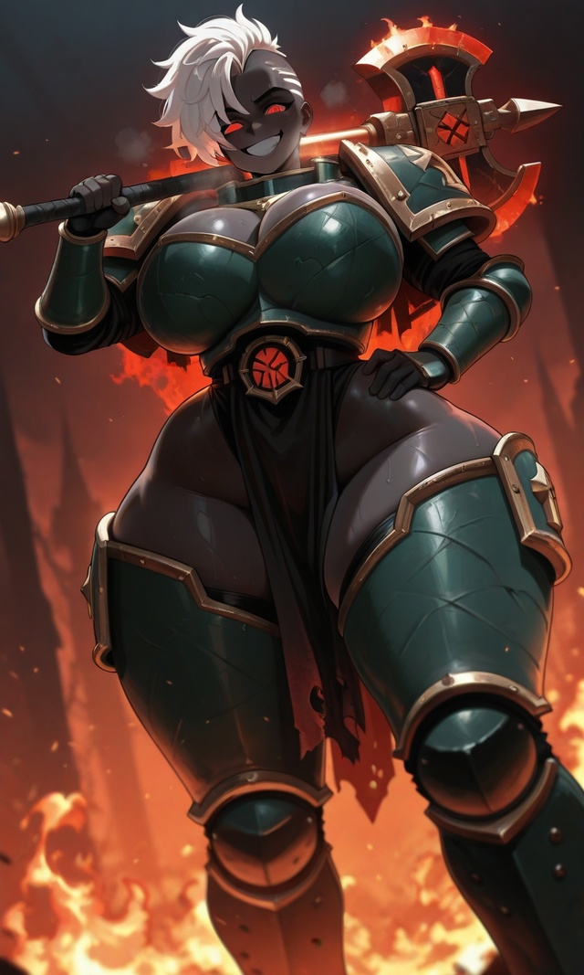 Персонаж: Fem Vulkan
Сеттинг: Warhammer 40K
Автор: Ai generated