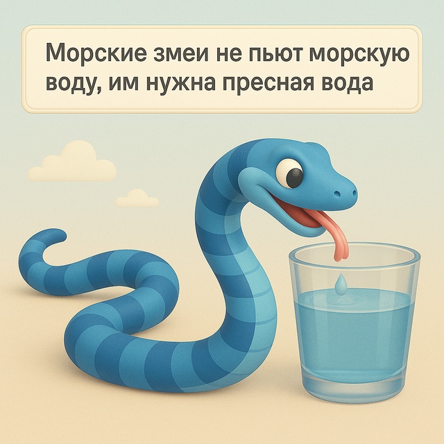 🌊 Морские змеи живут в солёных океанах,
но не пьют мор?...