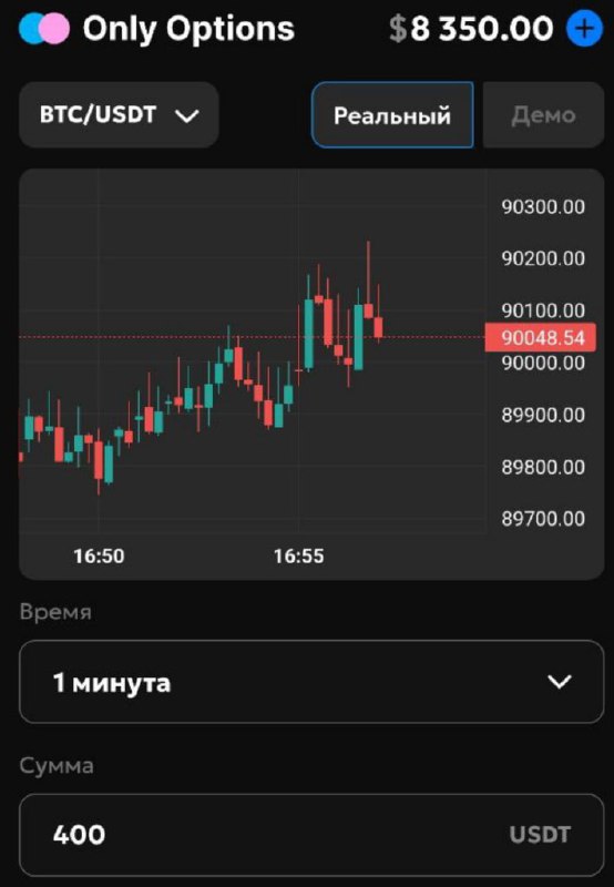 #Only_Options 😀
Сделал серию из 6 сделок на понижение со ставками в 400$
4 из 6 были удачными👌
Мо