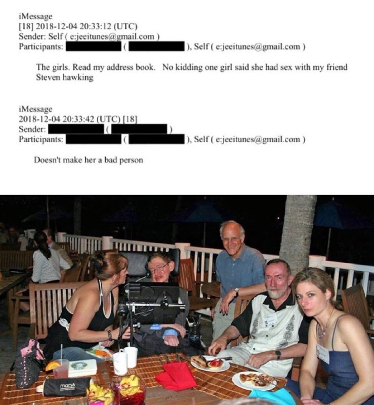 ⚡️Стивен Хокинг занимался сексом с моделями на острове Эпштейна, утверждается в обнародованных Минюс