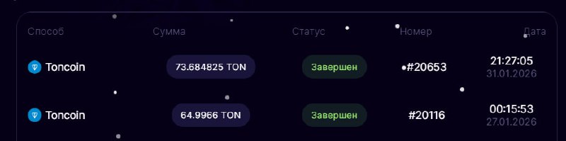 #Bounty_Hash 🚚
Сделал очередной вывод, на 73 TON (100$)
Моя статистика:
Дата моего входа в проект:
