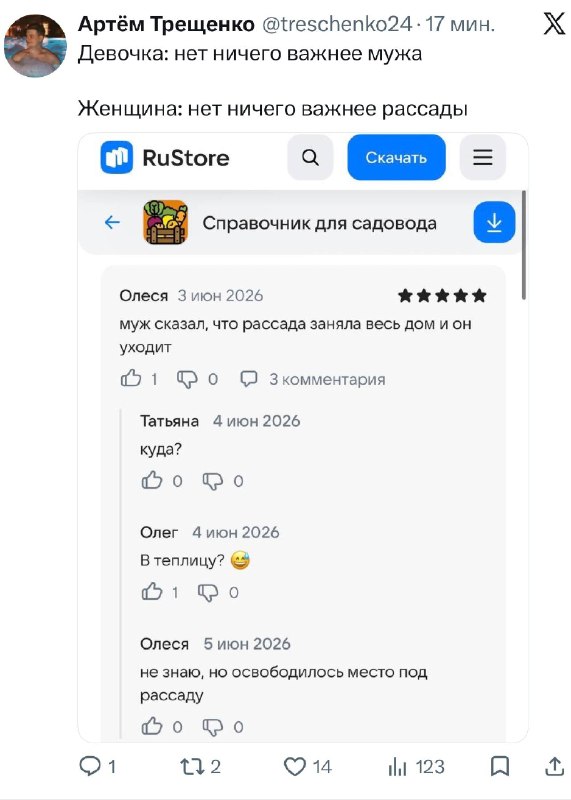 Иногда в X попадаются такие ветки комментариев и это тот случай, когда отзывы читаются как отдельный