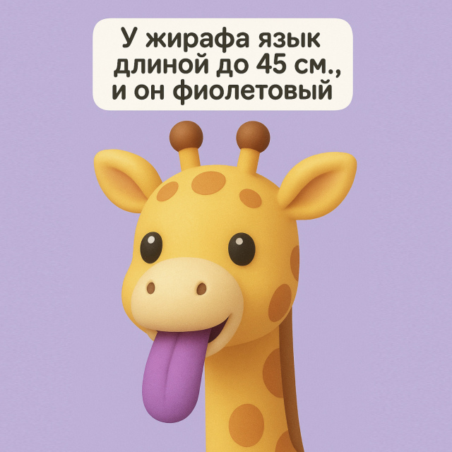 Фиолетовый язык высотой в полметра 🦒💜
У жирафа язык ...