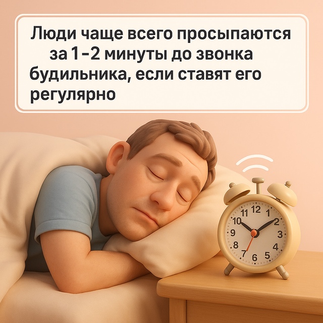 🛌 Люди часто просыпаются за 1–2 минуты до будильника,
?...