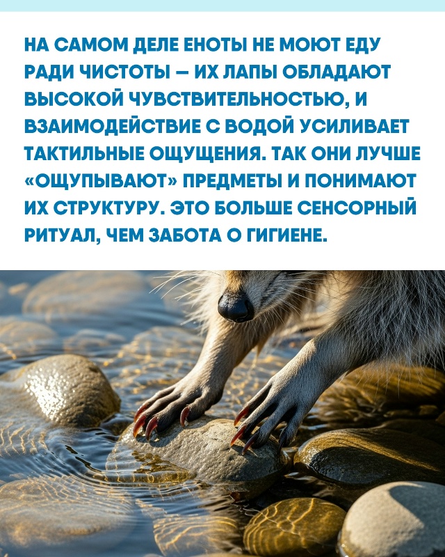 Привычка енотов «мыть» свою еду кажется нам человечес?...