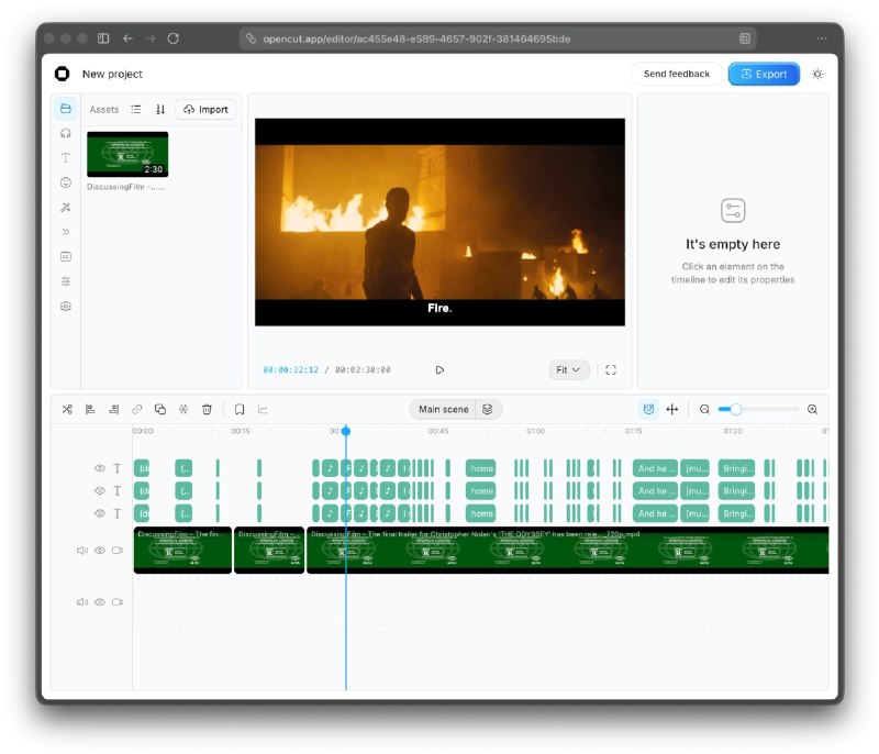 Появилась бесплатная замена CapCut — опенсорсный OpenCut. Работает прямо в браузере.
Проект пока в