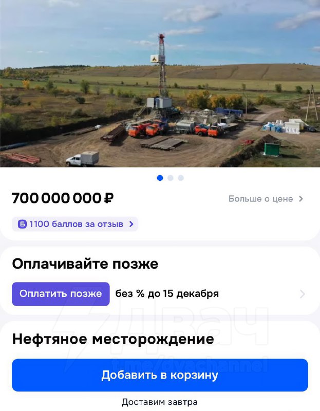 На российских маркетплейсах начали продавать… нефтяное месторождение ценой 700 миллионов рублей
В к