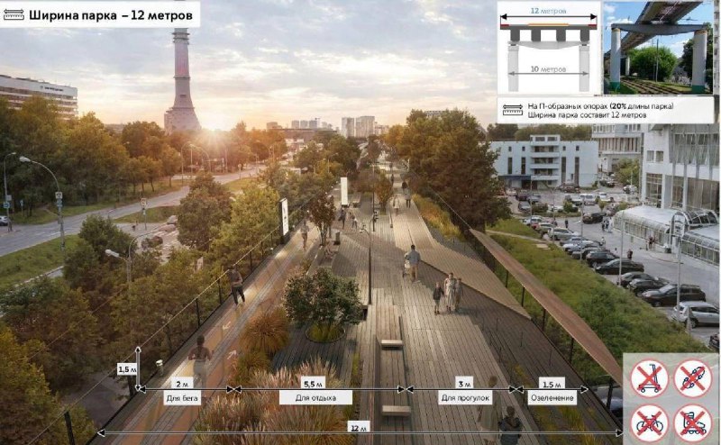 🏞️ В Москве построят новый парк! На месте монорельса появится прогулочное пространство на высоте, —