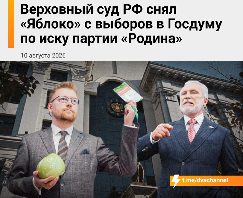 ⚡️⚡️⚡️Верховный суд РФ снял партию «Яблоко» с выборов в Госдуму
Судья Вячеслав Кириллов удовлетвори