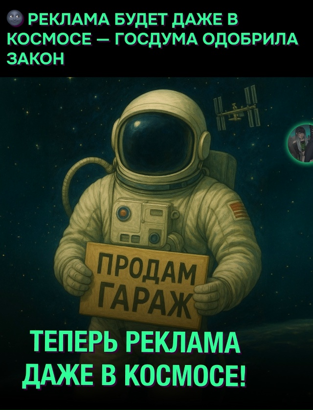 😅 Госдума разрешила размещать рекламу в космосе с 2026 ?...