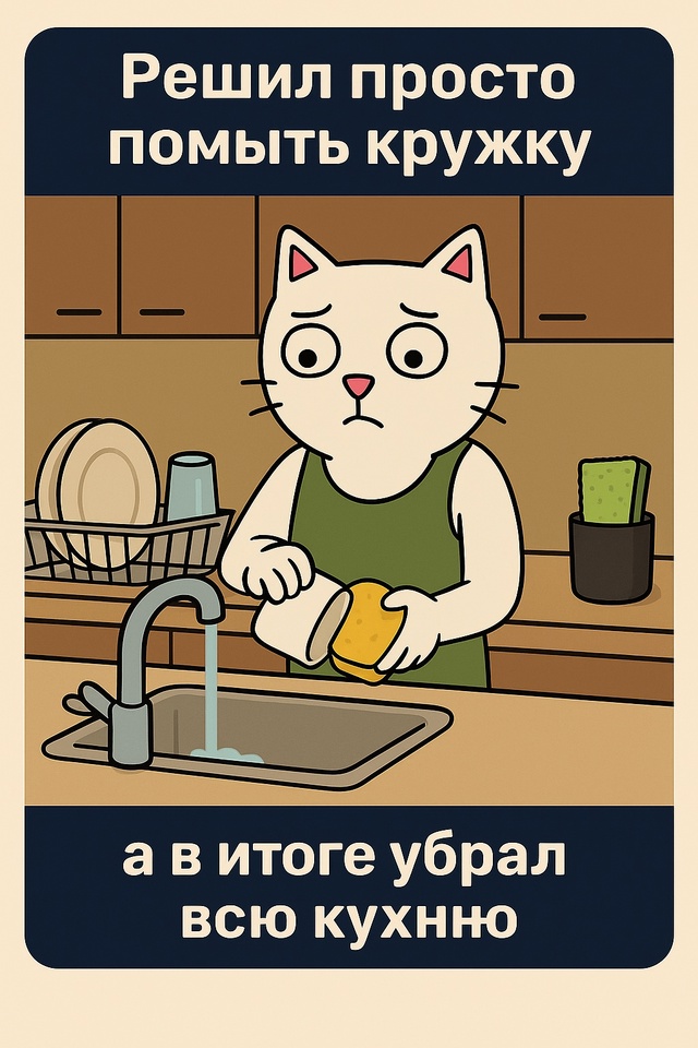 Ты встал за чаем. Пошёл за кружкой.
Но увидел пятно. Пот?...