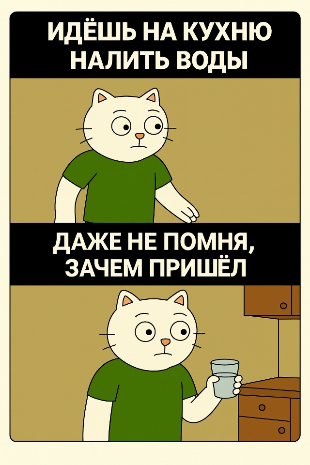 Иногда идёшь на кухню просто налить воды,
но по пути на?...