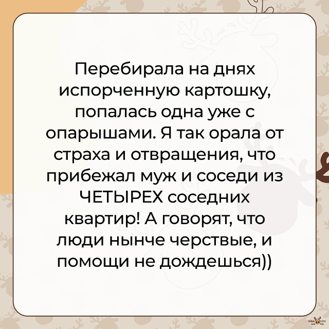 — Перебирала на днях испорченную картошку...
#Подслуш...