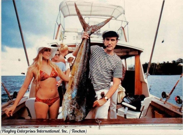Основатель журнала Playboy Хью Хефнер на рыбалке, 1970-е