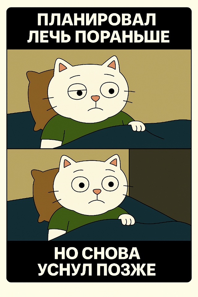 Иногда планируешь лечь спать пораньше,
но вдруг вспоми...