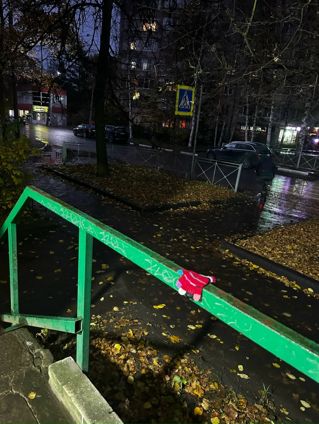 Перчатка возле мясного магазина,на Ивановской