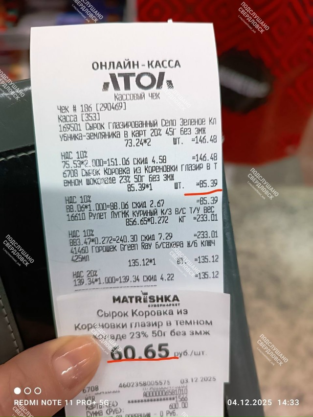 В магазине Матрёшка вечная проблема с ценниками на вит...